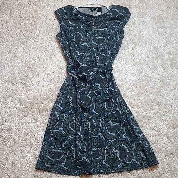 Talbots Dresses & Skirts - NWT Talbots Green Paisley Linen Sleeveless Midi Dress w/Tie Belt, Cowl Neck 16P